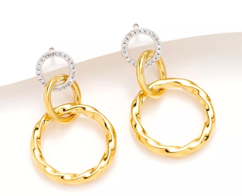 Accents by Affinity Textured Circle Drop Earrings 0.10 cttw